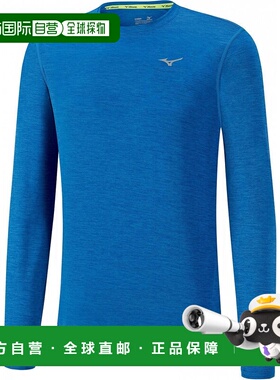自营 Mizuno Impulse Core J2GA752028跑步衫男式蓝色圆领长袖T恤