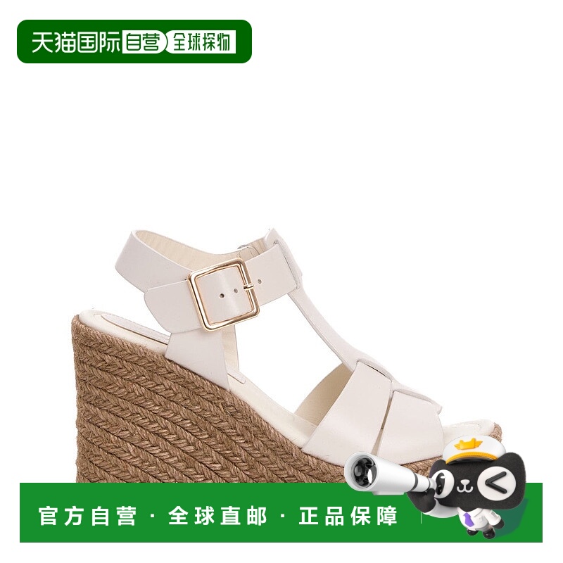 自营paloma barceloWhite Rope And Leather Wedge Sandal - whit