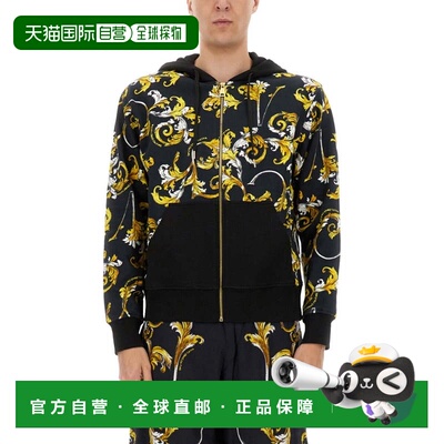 自营versace jeans coutureFloral Patterned Hoodie With Contra