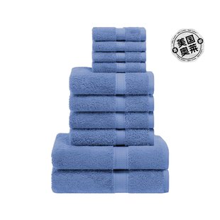 superior埃及纯棉 10 件套毛巾套装 - 牛仔蓝 【美国奥莱】直发