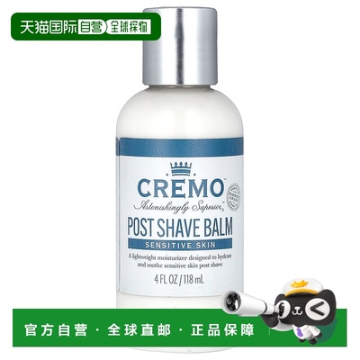 香港直邮Cremo,须后乳，敏感肌肤，4 液量盎司（118 毫升）剃须