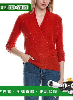 自营sofiacashmere亮片假羊毛和羊绒混纺毛衣-橙色 美国奥莱直发