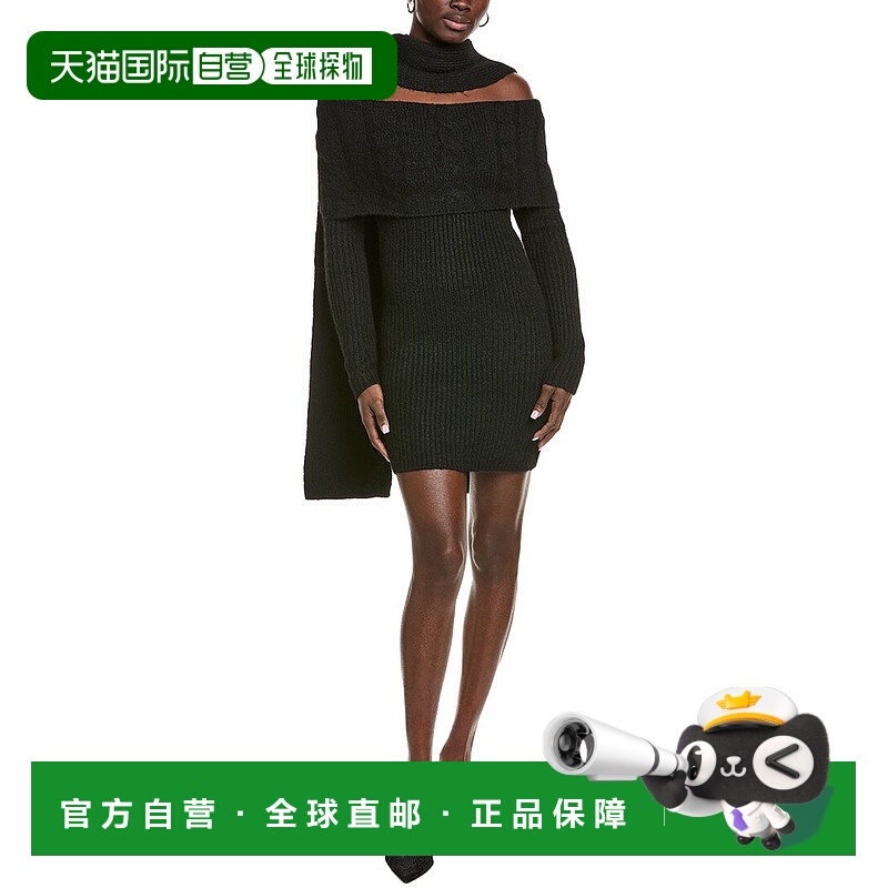 自营Endless Rose Off-Shoulder Wool-Blend Sweaterdress - blac