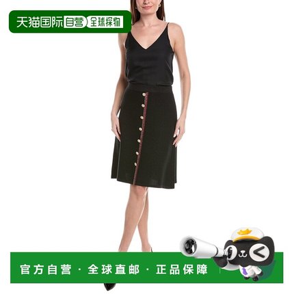 自营St. John Pique Pull-On A-Line Skirt - black 美国奥莱直发