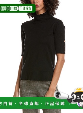 自营T Tahari Elbow Sleeve Turtleneck Sweater - black 美国奥
