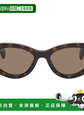 1h可退 香港直邮潮奢 Gucci 古驰 女士 棕色 Cat-Eye Frame 太阳