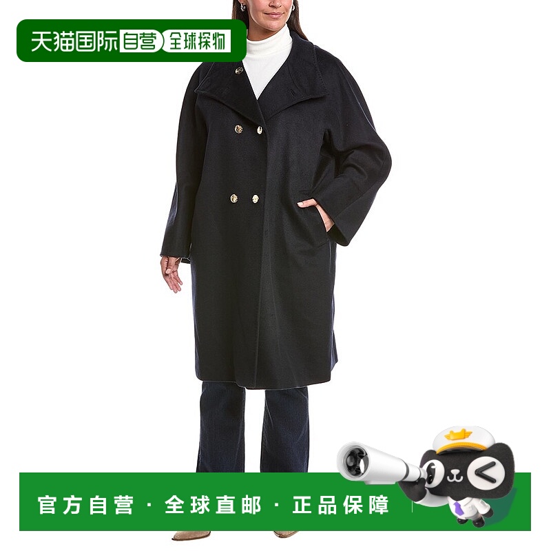 自营 Marina Rinaldi Plus Baschi羊毛大衣-蓝色 美国奥莱直发