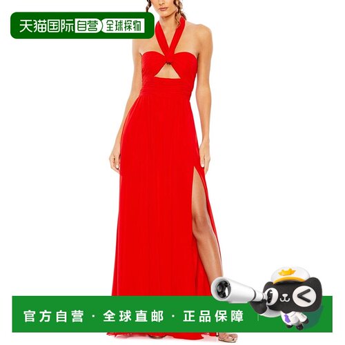 自营Mac Duggal Ruched Flowy礼服-红色 美国奥莱直发