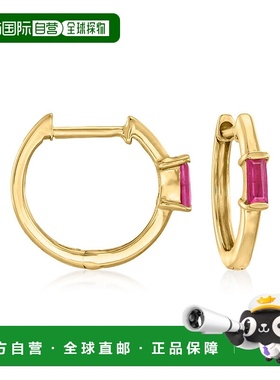 自营 Ross-Simons Ruby Huggie 圈形耳环 14 克拉黄金 - 红色 美