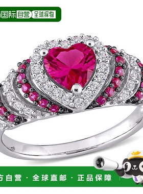 自营 Mimi & Max 1 3/4 克拉 TGW 人造红宝石和人造白色蓝宝石心