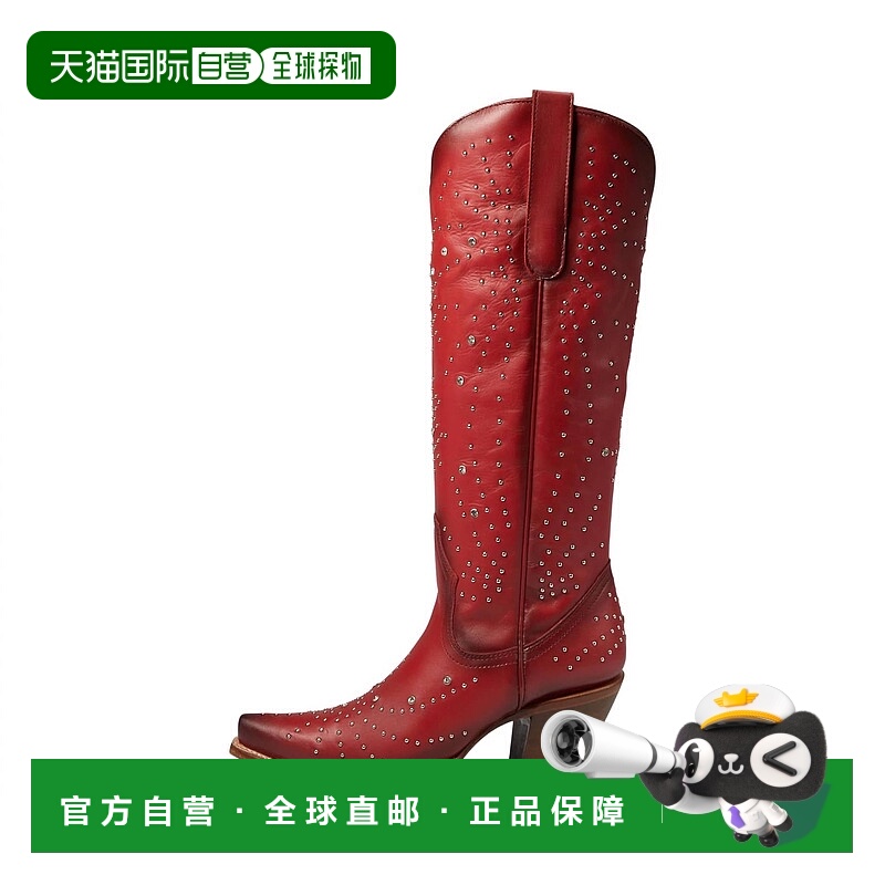 自营corralWomen's Sequins And Studs Tall Tops Boots In Red -