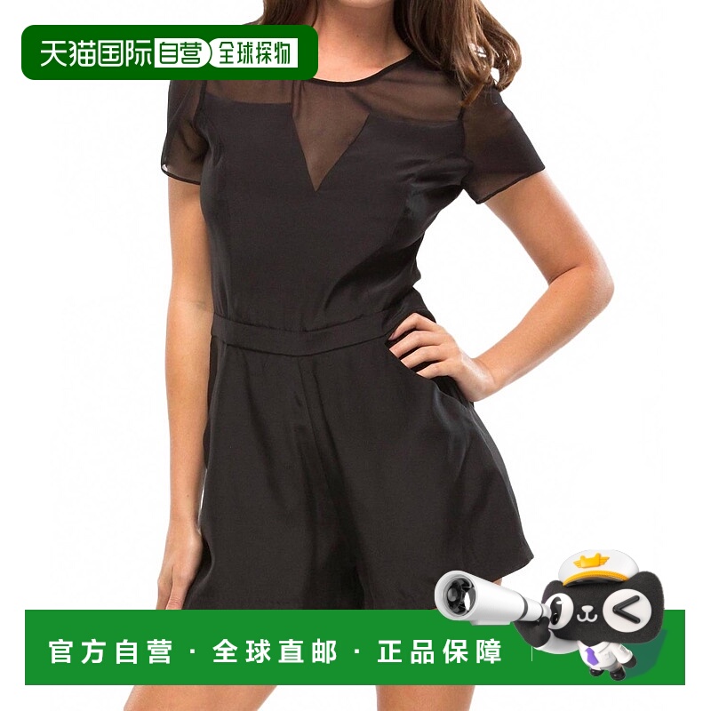 自营parkerMonica Short Sleeve Romper In Black - black 美国奥