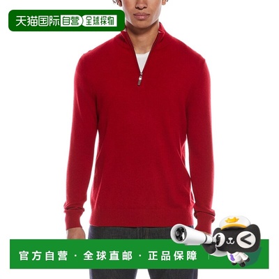 自营Quinn Cashmere 1/4-Zip Mock Neck Sweater - red 美国奥莱