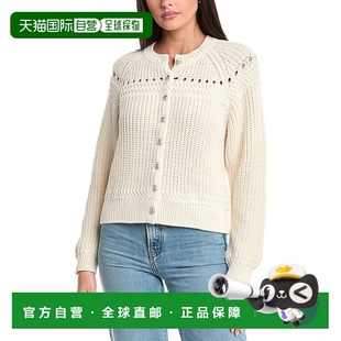 白色 bone碎骨Kathryn羊毛镶边开衫 美国奥莱直发 自营rag