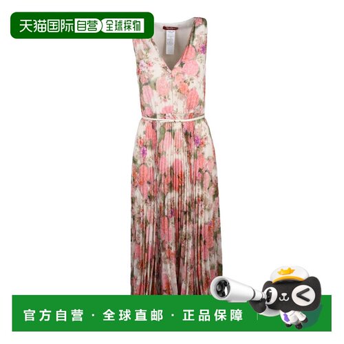 自营max maraPleated Dress Polyester - Beige/Pink - pink 美国