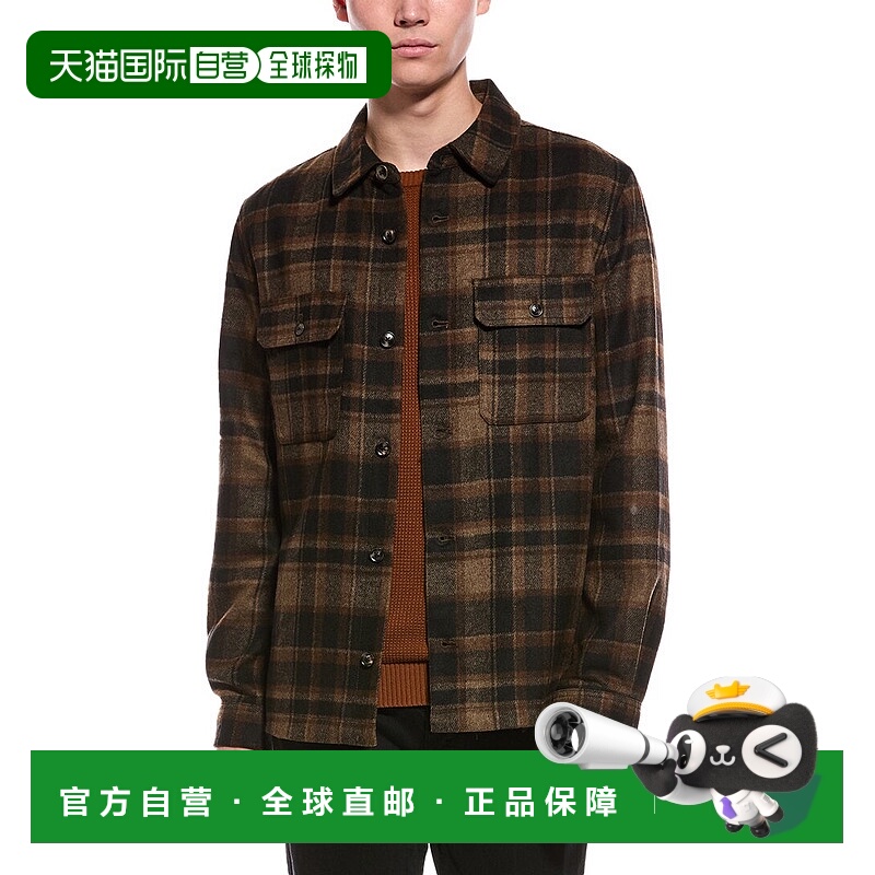 自营Slate & Stone Plaid Wool-Blend Shirt Jacket - brown 美国