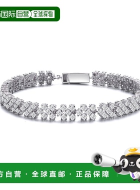自营 GENEVIVE 纯银立方氧化锆簇状网球手链 - 银白色 美国奥莱直