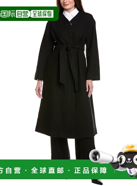 自营Marimekko Formal Wool-Blend Trench Coat - black 美国奥莱