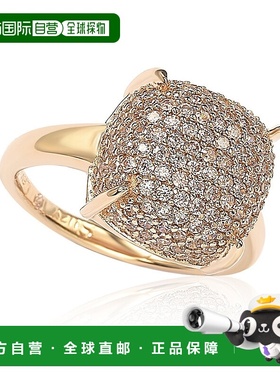 自营 Suzy Levian 密镶粉色立方氧化锆玫瑰纯银戒指 粉红色 美国