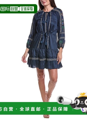 自营 johnny was约翰尼是娇小的Lexie分层迷你连衣裙-蓝色 美国奥