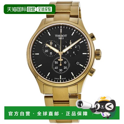 自营tissot天梭Chrono XL经典黑色表盘金色钢制男士手表T116.617.