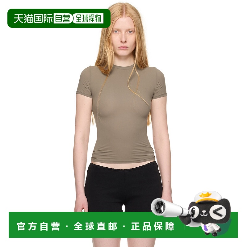 1h可退 香港直邮潮奢 SKIMS 女士 灰褐色 Fits Everybody T 恤 TP
