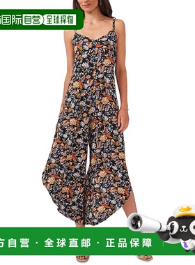 自营 msk女士印花笼背连身裤 - 黑色/棕色 美国奥莱直发背带裤