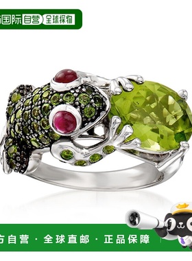 自营 925 纯银 Ross-Simons 多宝石青蛙戒指 - 绿色 美国奥莱直发