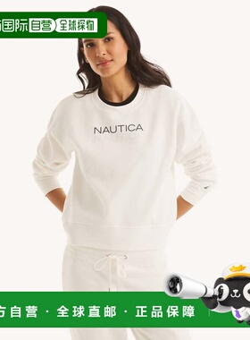自营Nautica Womens Logo Crewneck Sweatshirt - wisp white 美