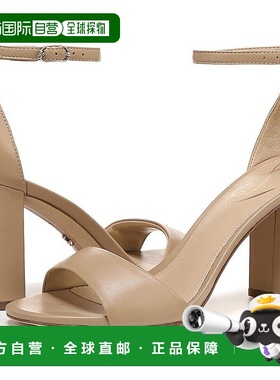 自营Sam Edelman Robyn女式凉鞋9米黄色皮革脚踝带块鞋跟KHD405-