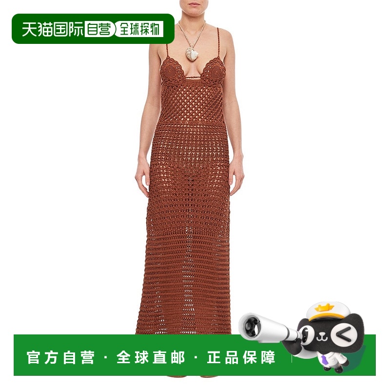 自营alanui大自然母亲钩针棉质连衣裙-棕色 【美国奥莱】直发