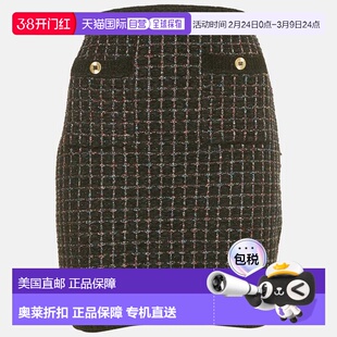 自营Sandro Black Velvet And Lurex Tweed Mini Skirt - black