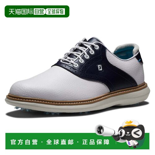 自营FootJoy传统57899 Men'sM白色海军皮革鞋钉高尔夫球鞋LIQ1219