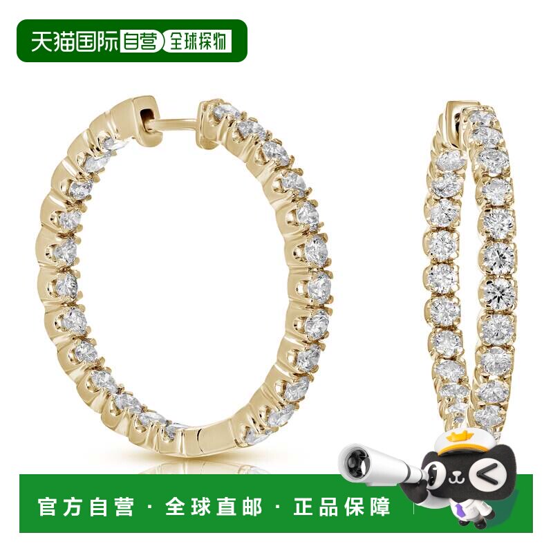 自营 vir jewels5 克拉钻石内向外圈形耳环 14K 黄金圆形爪镶 1.5