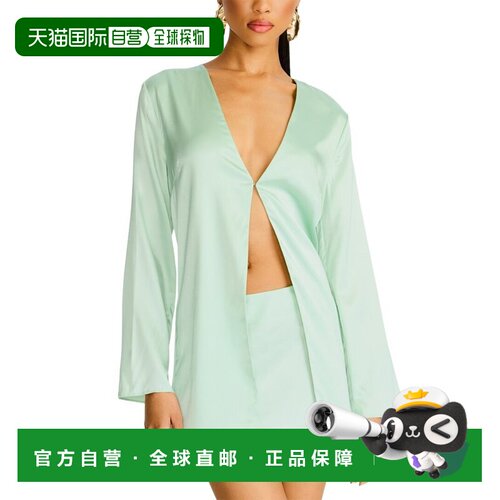 自营ser.o.yaSEROYA Odelia真丝混纺衬衫-绿色 美国奥莱直发
