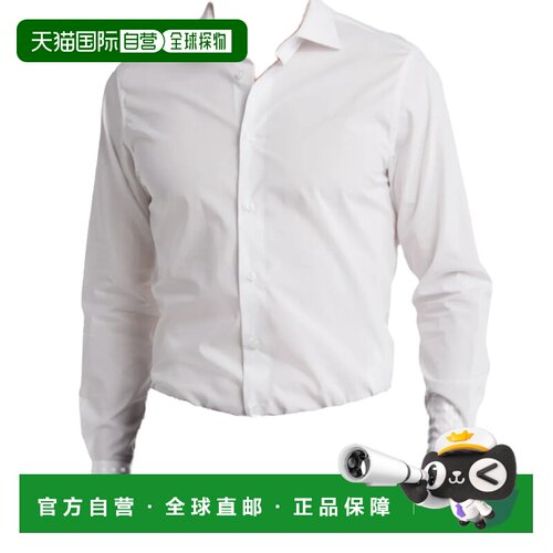 自营Roberto Cavalli的Cavalli Class男士舒适合身白色衬衫-白色