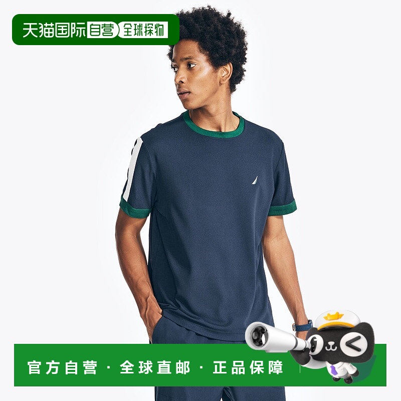 自营 Nautica 男式 Navtech 可持续工艺圆领 T 恤 - 海军蓝 美国