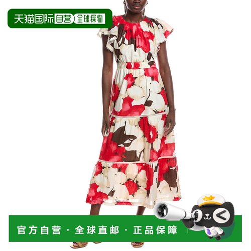 自营Anne Klein Flutter长袖分层长裙-白色连衣裙 美国奥莱直发