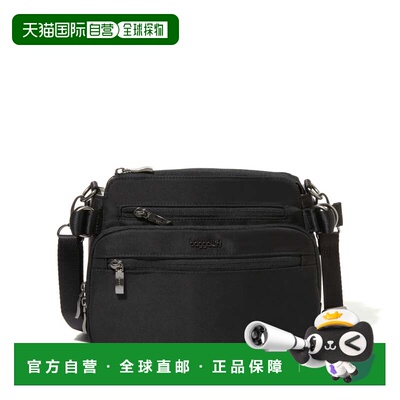 自营baggallini 女士 Marais 斜挎包 - 黑色斜纹布 美国奥莱直发