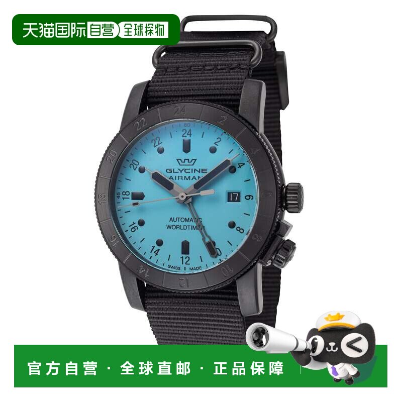自营Glycine 男士 42 毫米织物手表 GL0490 - 黑色 美国奥莱直发