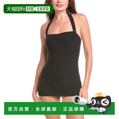 自营Vince Camuto纹理内衣Tankini连体衣-黑色 美国奥莱直发泳衣