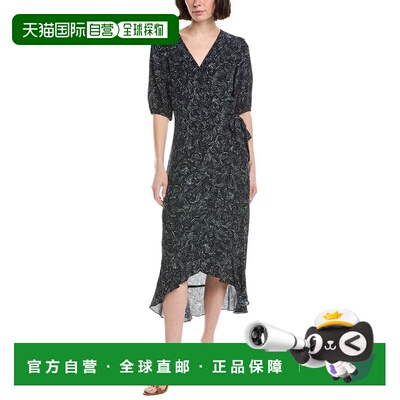 自营Sara Campbell Wrap Georgette Dress - navy 美国奥莱直发