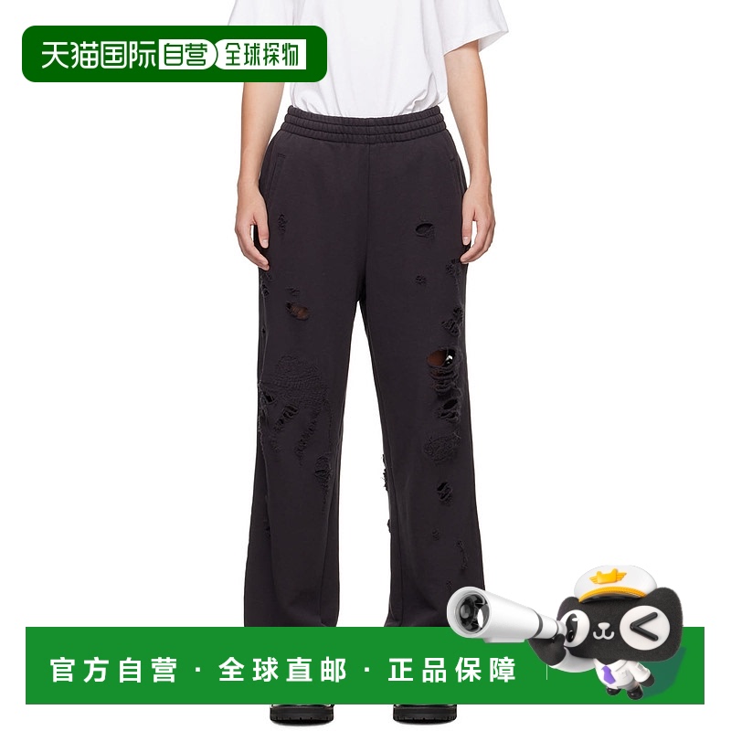 1h可退 香港直邮潮奢 We11Done 女士 黑色做旧运动裤 WDTA224728U
