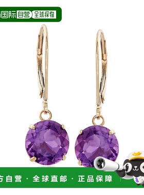 自营 Ross-Simons 14 克拉黄金紫水晶吊式耳环 - 紫色 美国奥莱直
