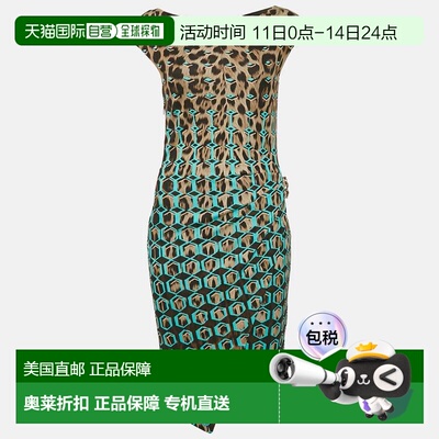 自营Roberto Cavalli Brown Printed Jersey Short Dress - brown