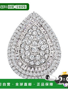 自营 925 纯银 Ross-Simons 圆形和长方形 CZ 鸡尾酒戒指 - 白色