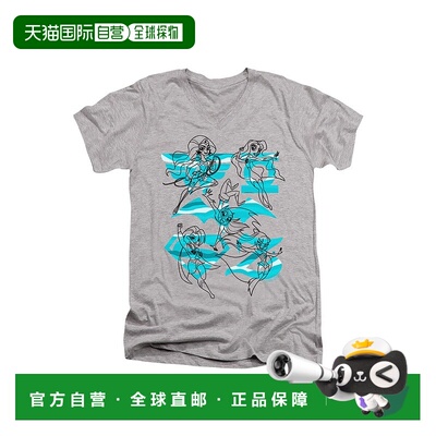 自营 gildanDC 漫画级英雄女孩线条艺术组短袖成人 V 领优质棉质