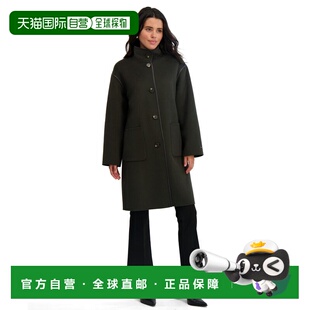 自营TAHARI Women's Single Breasted Soft Wool Topper Coat wit