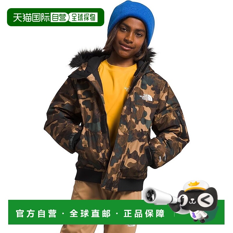 自营The North Face Gotham NF0A82XTORU男孩实用棕色迷彩隔热夹N