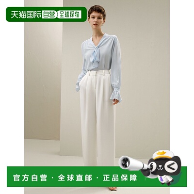 自营lilysilkSilk V-neck Ribbon Blouse for Women - illusion b